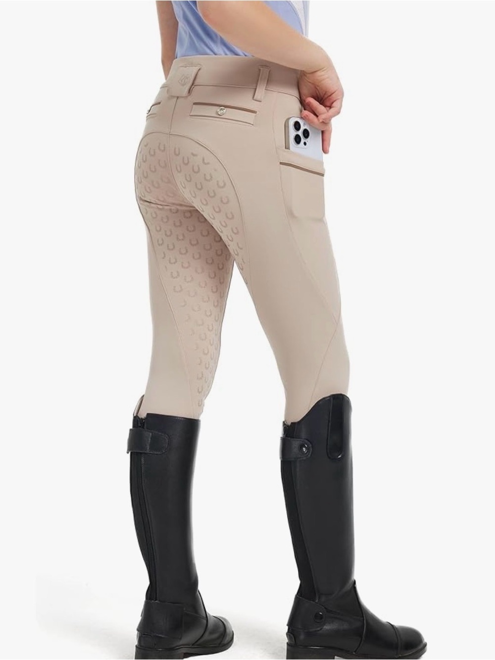FitsT4 Sports Girl’s Equestrian Horse Riding Pants, beige apricot, large, NWT